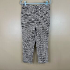 Chico’s Black & White Geometric Print Flat Front Ankle Pants 0 Small Office